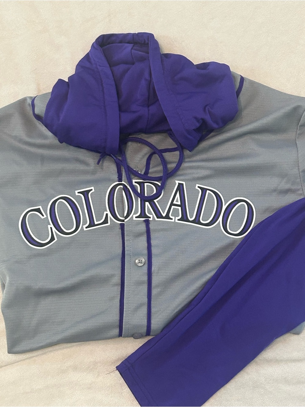 Colorado Rockies MLB Jersey Hoodie Gray Purple XL Stadium Giveaway